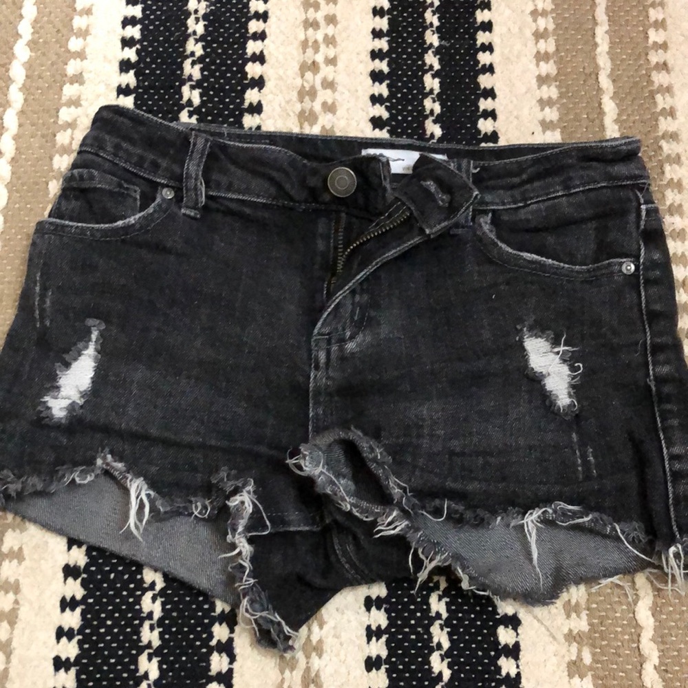 RSQ- Vintage High Rise Shorts- (12) - Black Denim-